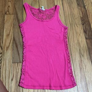 Aeropostale Women’s Hot Pink Lace Back Tank Top, Size Small